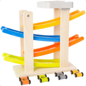 Drewniany tor samochodowy dla dzieci - tor wyścigowy z parkingiem Small Foot 